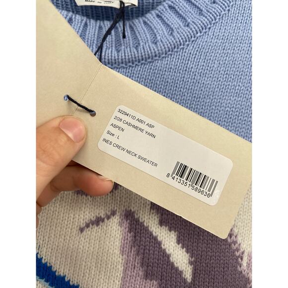 Gabriela Hearst Ines Cashmere Crew Neck Aspen Pullover Sweater Size L NWT - Picture 5 of 9